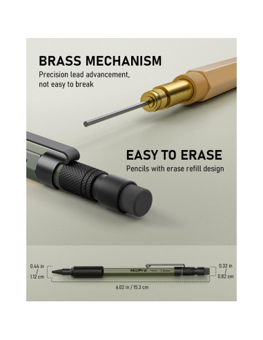 Conjunto de Lápices Mecánicos Nicpro 21 Piezas 1.3mm en Estuche de Cuero