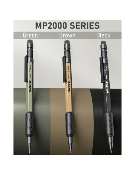 Conjunto de Lápices Mecánicos Nicpro 21 Piezas 1.3mm en Estuche de Cuero