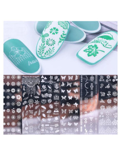 Kit de Estampado de Uñas KASOICRA 6 Piezas Acero Inoxidable