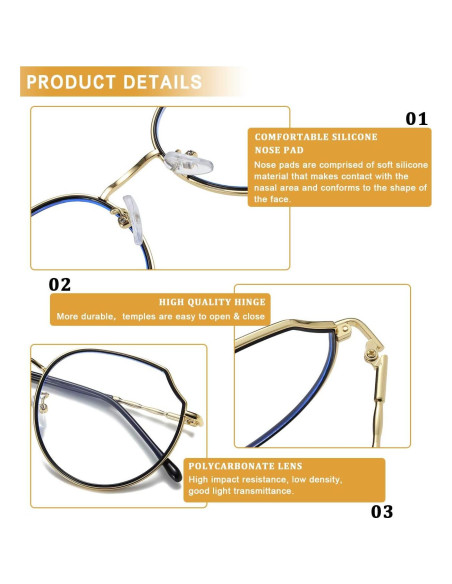 Gafas de Luz Azul DUCO W014 Unisex Negro Dorado