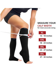 Calcetines de Compresión BAMS Talla Grande Punta Abierta Negro XL 2