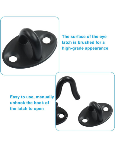 Gancho y Ojo Pestillo Waziaqoc 5.08 cm Acero Inoxidable Negro