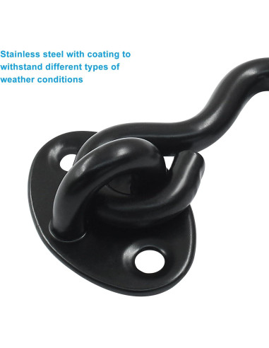 Gancho y Ojo Pestillo Waziaqoc 5.08 cm Acero Inoxidable Negro