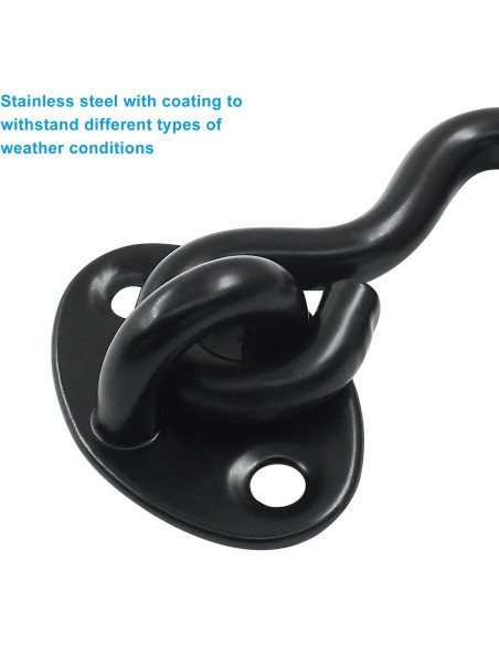 Gancho y Ojo Pestillo Waziaqoc 5.08 cm Acero Inoxidable Negro