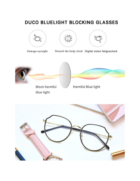 Gafas de Luz Azul DUCO W014 Unisex Negro Dorado