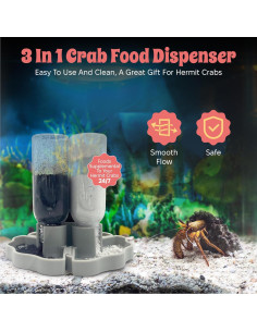 Comedero de Gravedad para Cangrejos Ermitaños Snout and Shell - Gris - 3 Pozos 2