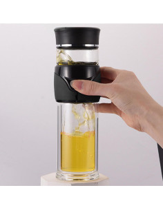 Botella de Infusor de Té Jwthee de Vidrio Doble Pared 600g 2