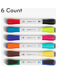 Marcadores de Pizarra Blanca U Brands Set de 6 Punta Fina 2