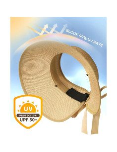 Sombrero de sol Camptrace para mujeres, visera de paja UPF 50+ 2