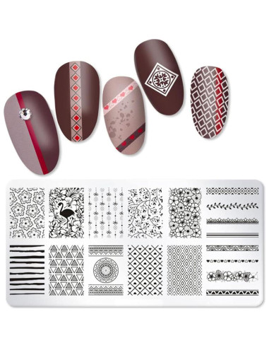 Kit de Estampado de Uñas Bellelfin 3 Placas Mariposas y Hojas