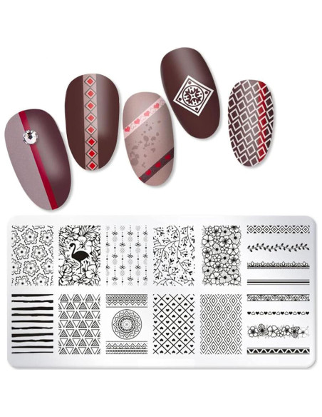 Kit de Estampado de Uñas Bellelfin 3 Placas Mariposas y Hojas