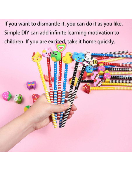 16 Lápices con Borrador de Animales y Frutas Jsehchya