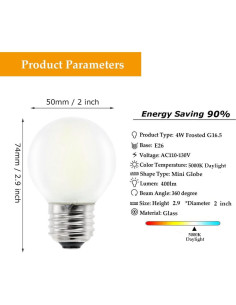 Bombillas LED E26 Regulables Greeogin 4W Luz Diurna 5000K - Paquete de 5 2