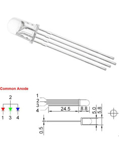 Diodos LED RGB 5mm Waycreat 100 Piezas Ánodo Común 2