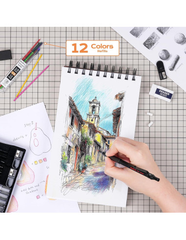 Conjunto de Lápices Mecánicos Nicpro 35PCS Metal Negro 0.5-2.0mm