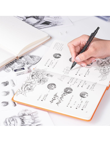 Conjunto de Lápices Mecánicos Nicpro 35PCS Metal Negro 0.5-2.0mm