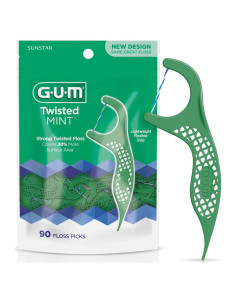 Palillos de Hilo Dental GUM Menta Torcidos - 90 Unidades