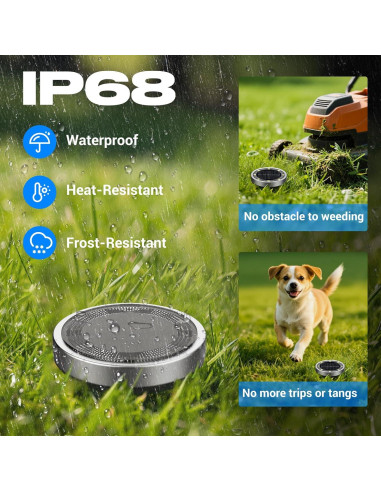 Luces Solares de Suelo Peasur IP68, Paquete de 2, 7.19cm, Blanco Frío