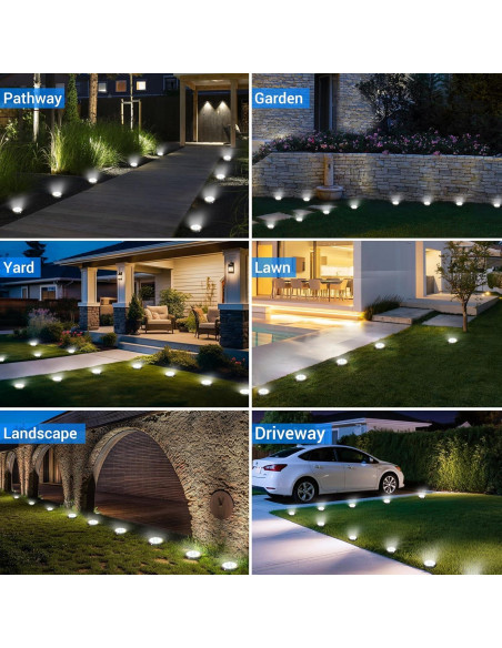 Luces Solares de Suelo Peasur IP68, Paquete de 2, 7.19cm, Blanco Frío
