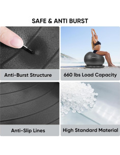 Silla de Pelota de Yoga APEXUP Negro L 65cm Antideslizante 2