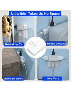 Extensor de Enchufe 3 Vías RunParts Tipo A Blanco Paquete 2 2