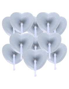 20 Abanicos de Papel Plegables Corazón Plateado Bestage