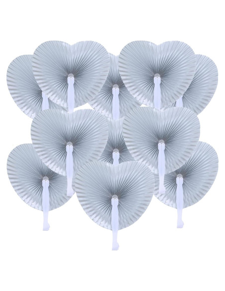 20 Abanicos de Papel Plegables Corazón Plateado Bestage