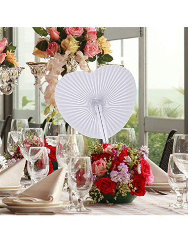 20 Abanicos de Papel Plegables Corazón Plateado Bestage