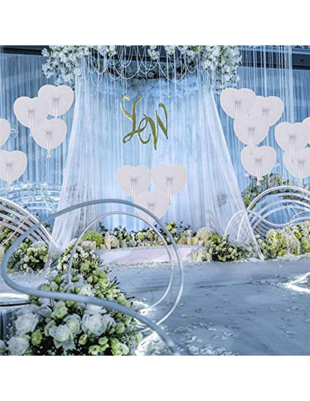 20 Abanicos de Papel Plegables Corazón Plateado Bestage