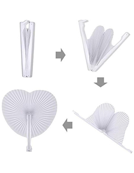 20 Abanicos de Papel Plegables Corazón Plateado Bestage