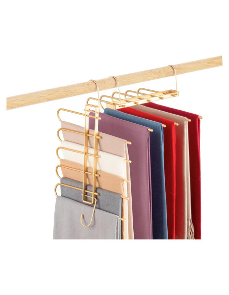 Perchas Ahorra Espacio Niziyue 5 Capas Metal Dorado 2Pack Perchas Ahorra Espacio Niziyue 5 Capas Metal Dorado 2Pack