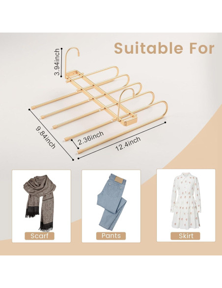 Perchas Ahorra Espacio Niziyue 5 Capas Metal Dorado 2Pack Perchas Ahorra Espacio Niziyue 5 Capas Metal Dorado 2Pack