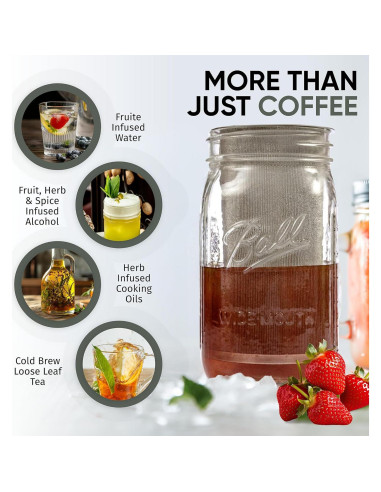 Cafetera Cold Brew Altura para Tarros Mason 0.95L - Filtro Acero