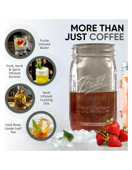 Cafetera Cold Brew Altura para Tarros Mason 0.95L - Filtro Acero