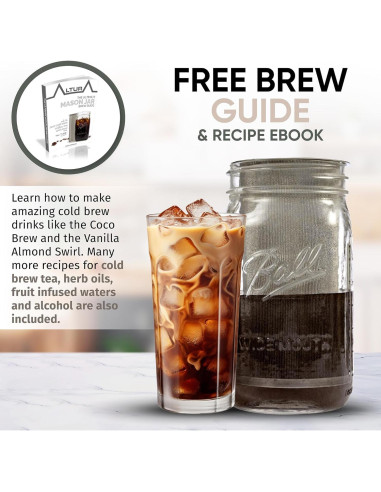 Cafetera Cold Brew Altura para Tarros Mason 0.95L - Filtro Acero