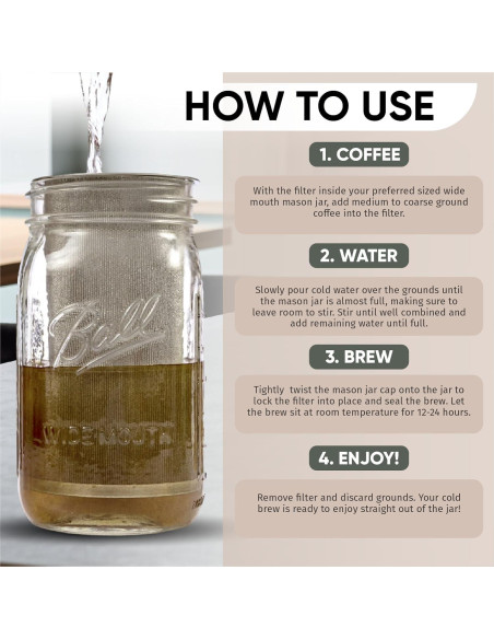 Cafetera Cold Brew Altura para Tarros Mason 0.95L - Filtro Acero