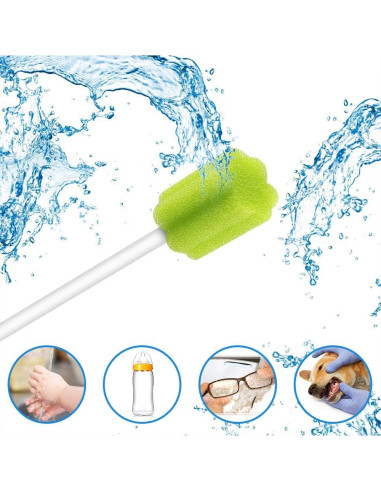 Hisopos Orales Desechables Wellgler - 100 Unidades Verdes