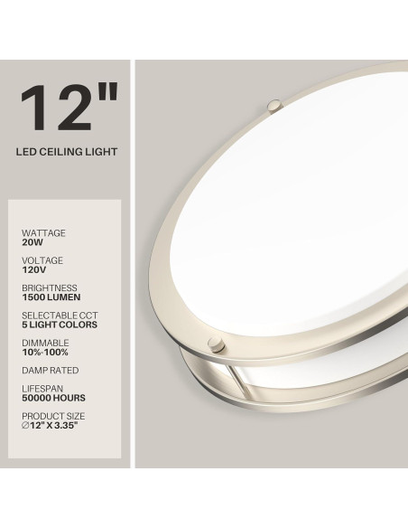 Luz de Techo LED DYMOND 30.48 cm Regulable 5 Temperaturas Luz de Techo LED DYMOND 30.48 cm Regulable 5 Temperaturas