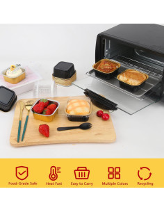 Moldes para Mini Pasteles LNYZQUS 5oz Aluminio con Tapa - Paquete 40 2