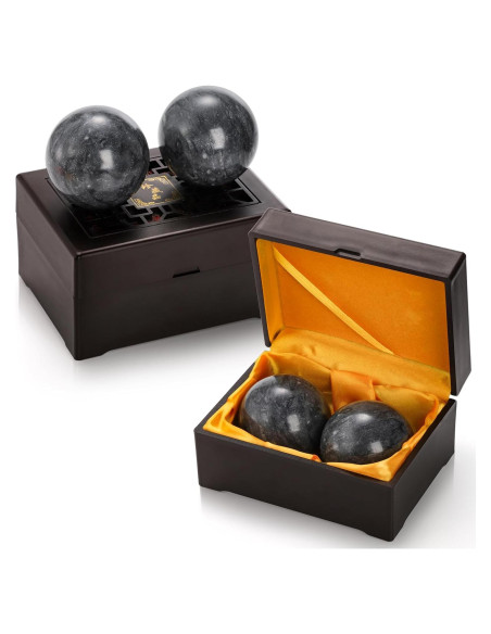 Conjunto de 4 Bolas de Baoding Lyellfe de Jade Negro 5.08 cm