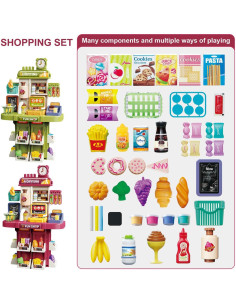 Juego de Supermercado KAMESTORY con Caja Registradora Verde 2