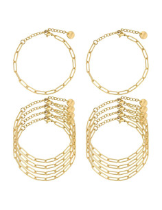 Juego de 10 Cadenas de Pulsera UMAOKANG de Acero Inoxidable Baño de Oro 16.5 cm