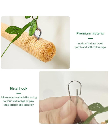 Columpio de Madera para Aves La La Pet 15 cm con Cuerda