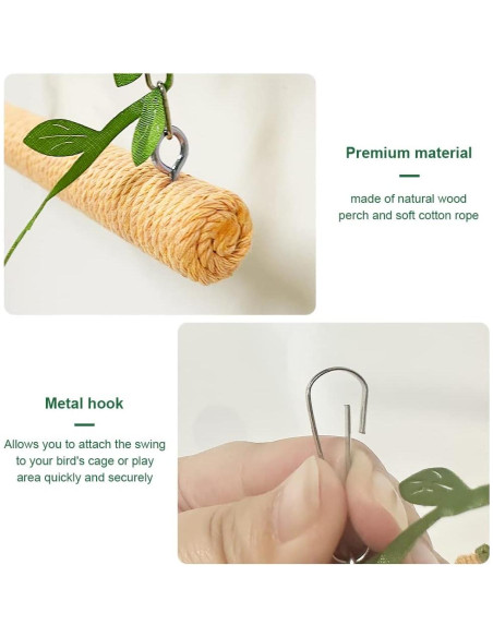 Columpio de Madera para Aves La La Pet 15 cm con Cuerda