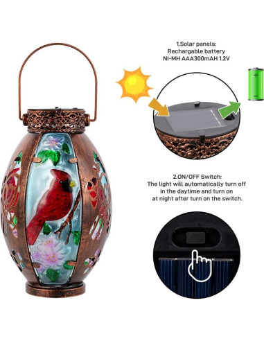 Linterna Solar Starsoul Cardenal 2 PC para Jardín Exterior