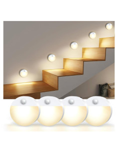 Luz de Movimiento AMIR LED Inalámbrica 4 Piezas Blanco Cálido