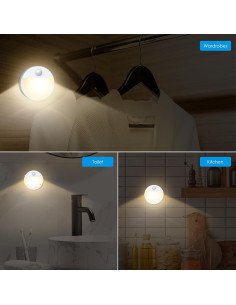 Luz de Movimiento AMIR LED Inalámbrica 4 Piezas Blanco Cálido 2