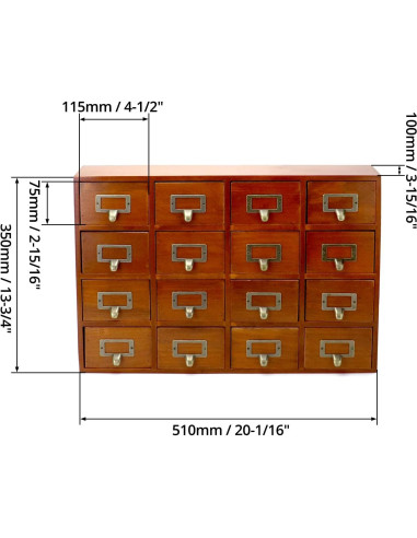 Organizador de Cajones QWORK de Madera Vintage 16 Cajones