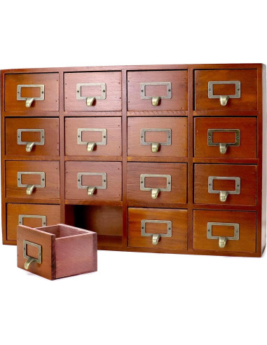 Organizador de Cajones QWORK de Madera Vintage 16 Cajones