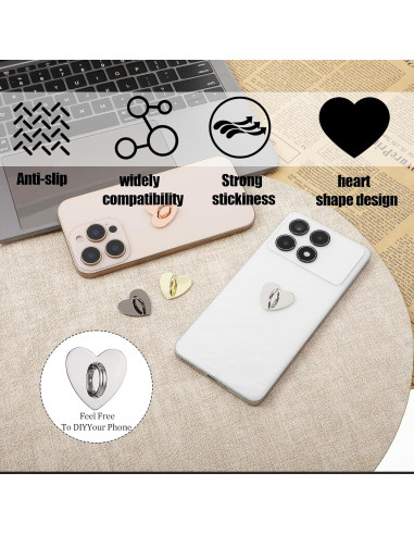 16 Soportes para Anillo de Teléfono Móvil Qianyu Corazón